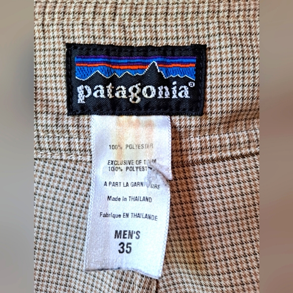 Patagonia Men's board shorts tan neutral plaid cargo - 35 - Picture 6 of 6